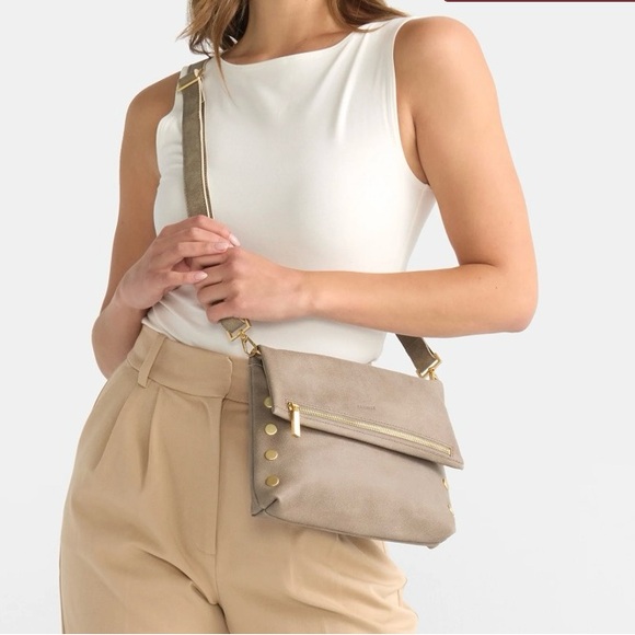 HAMMITT LOS ANGELES VIP MED PEWTER GREY  ZIP CROSSBODY Leather Clutch BAG Medium - Picture 7 of 8